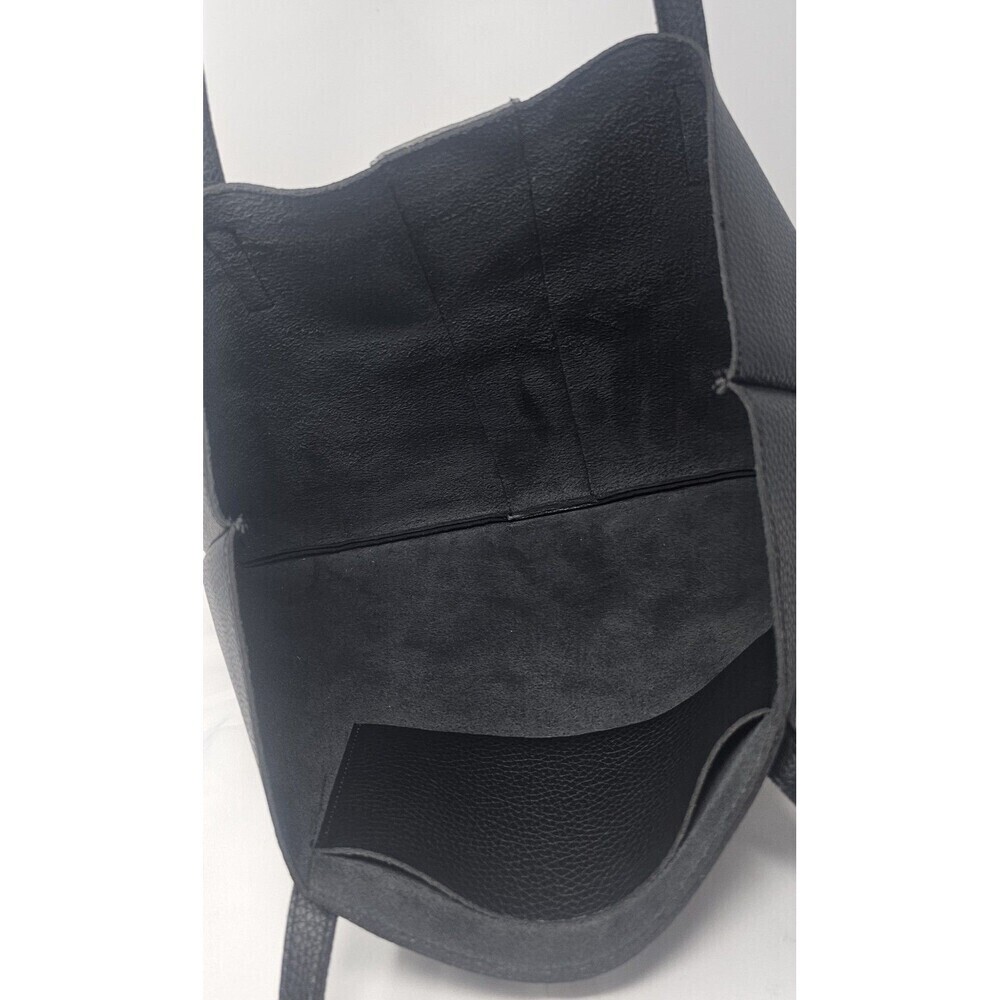 Vince Camuto Luck Tote Vegan Pebbled Leather Carryall Bag Purse Black Grey - Picture 11 of 16